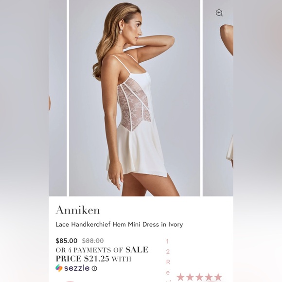 Oh Polly Lace Handkerchief Hem Mini Dress in Ivory - Picture 4 of 15